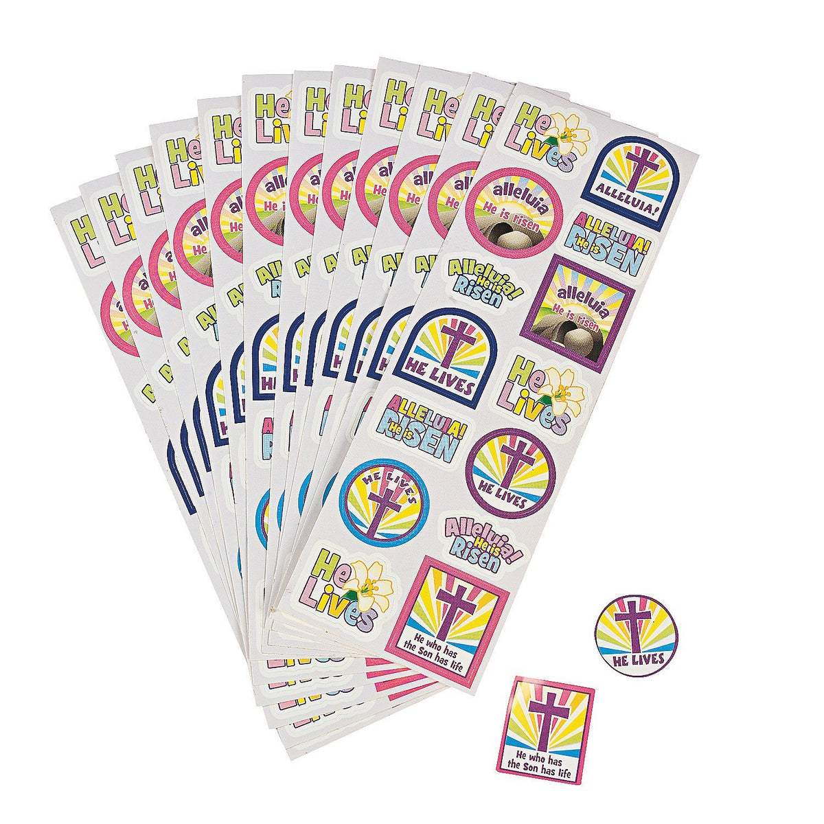 Fun Express - He Lives Sticker Sheet for Easter - Stationery - Stickers - Stickers - Sheets - Easter - 24 Pieces