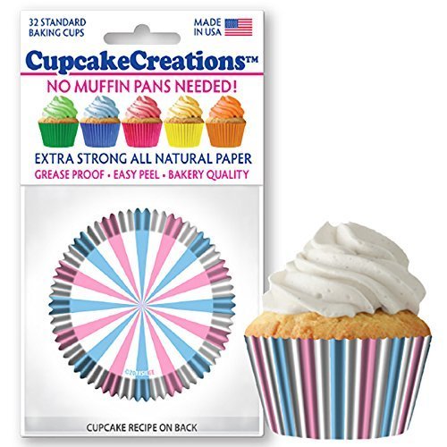 Cupcake Creations 32 Count Cupcake Baking Papers (Reveal Stripes)