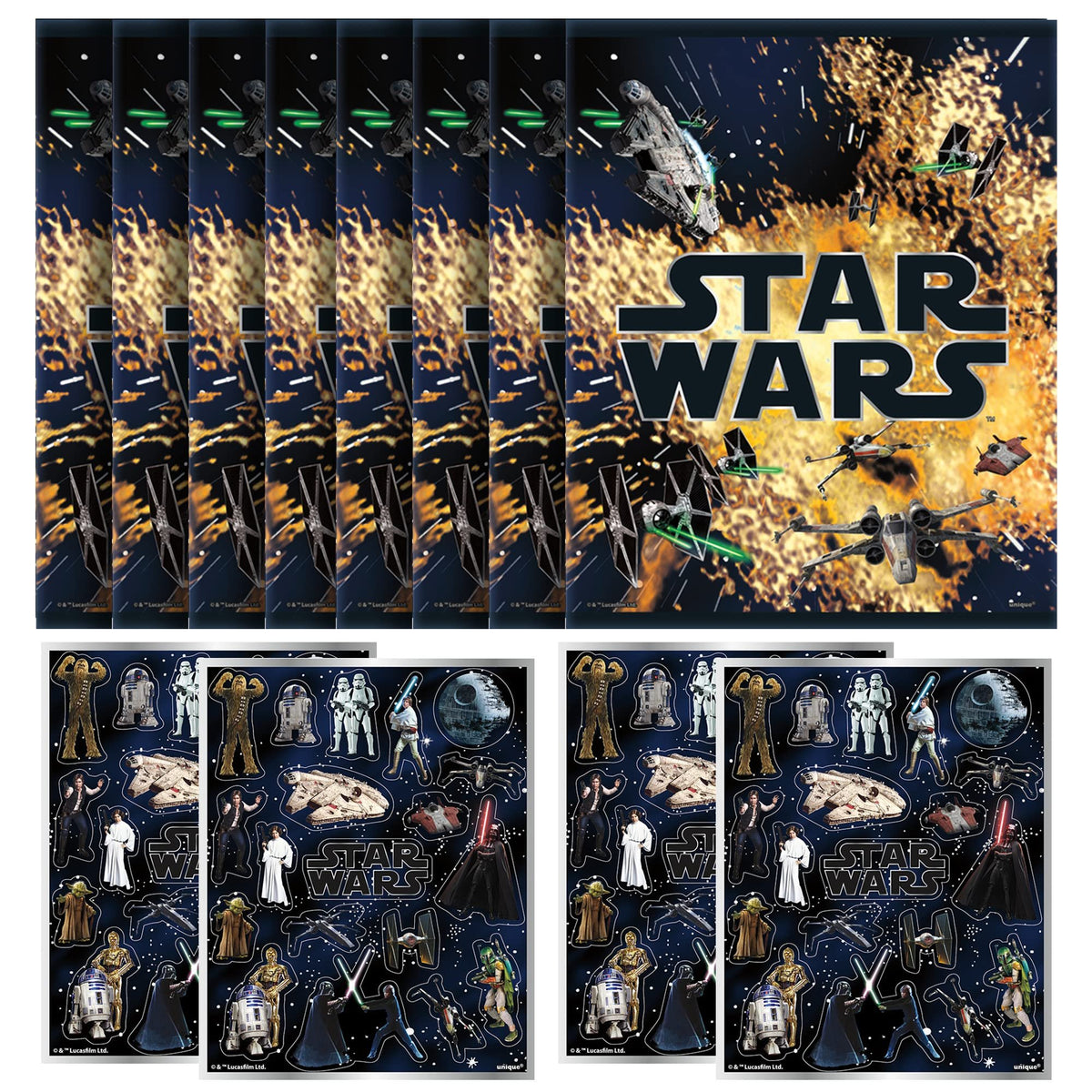Unique Star Wars Classic Party Favor Bundle | Loot Bags, Sticker Sheets | Kid's Birthday, Animated Themed Event, Halloween, Officially Licensed by Unique