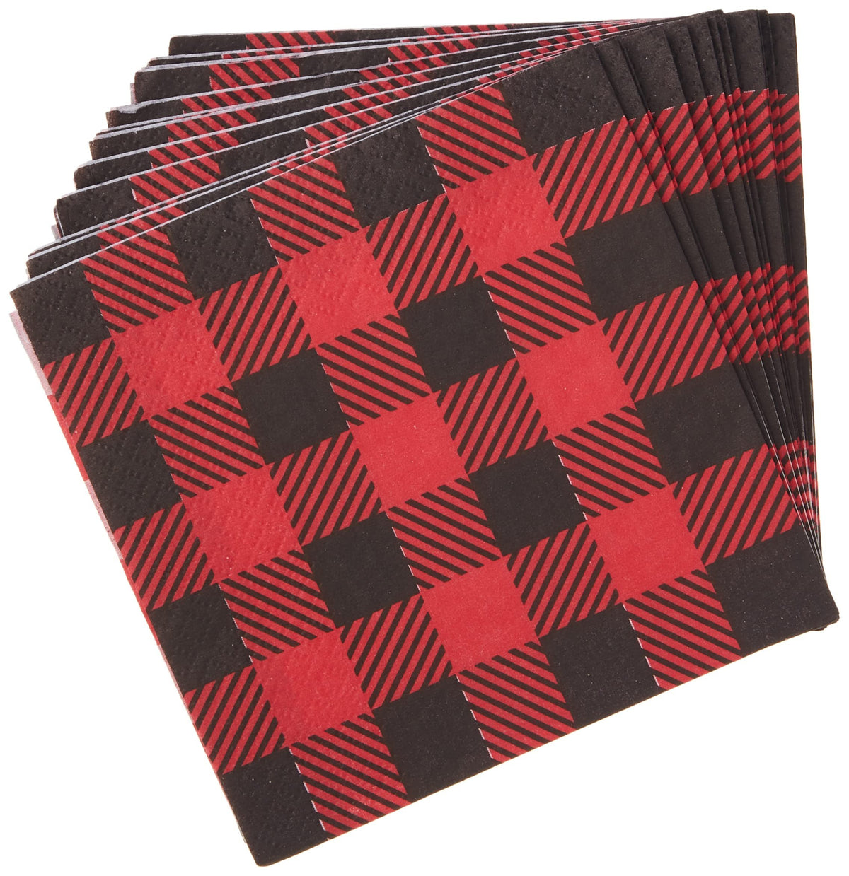 Unique Plaid Lumberjack Beverage Napkins - 5' x 5', 16 Pcs