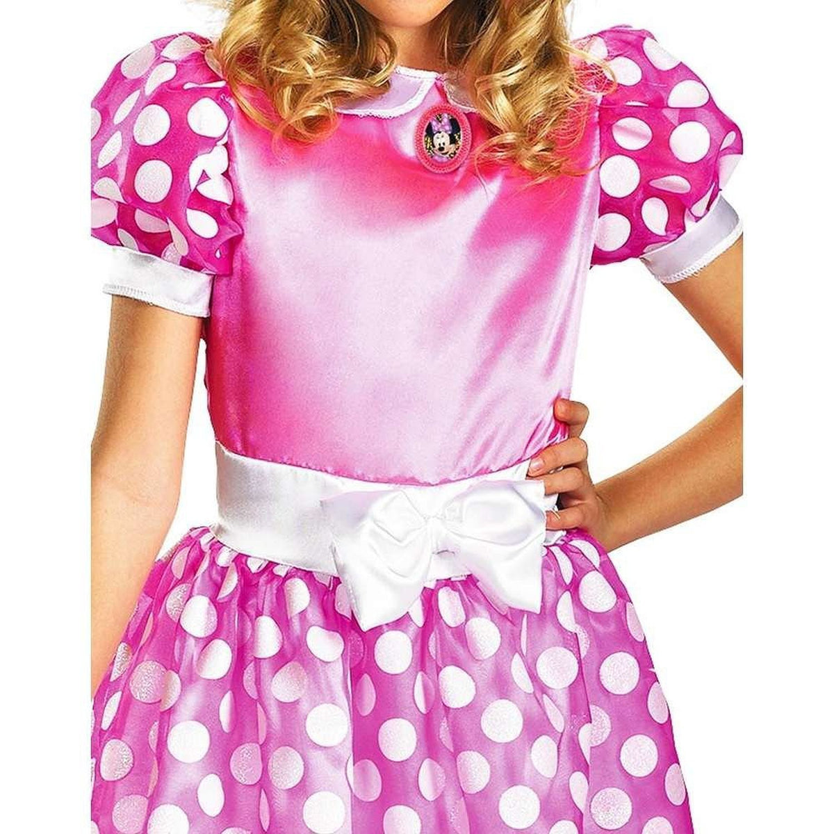 Disney Minnie Mouse Pink Dress Costume for Girls, Official Disney Minnie Costume