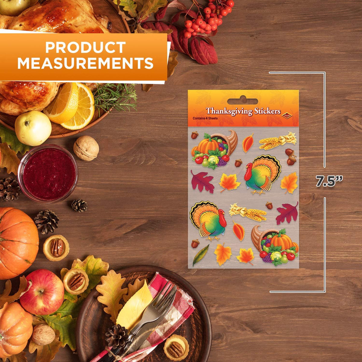 Beistle Thanksgiving Stickers (4 Shs/Pkg)