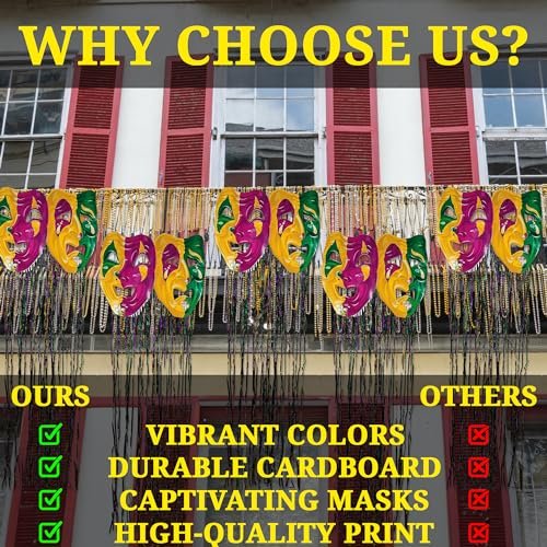 Fun Express Mardi Gras Mask Fringe Doorway Curtain (34.25 in Wide 8 feet Long) Party Decorations