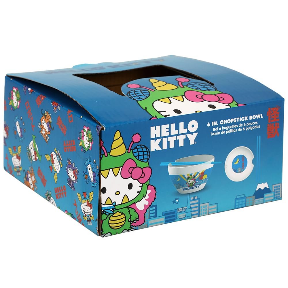 Hello Kitty Kaiju Ceramic 20 oz Ramen Bowl with Chopsticks