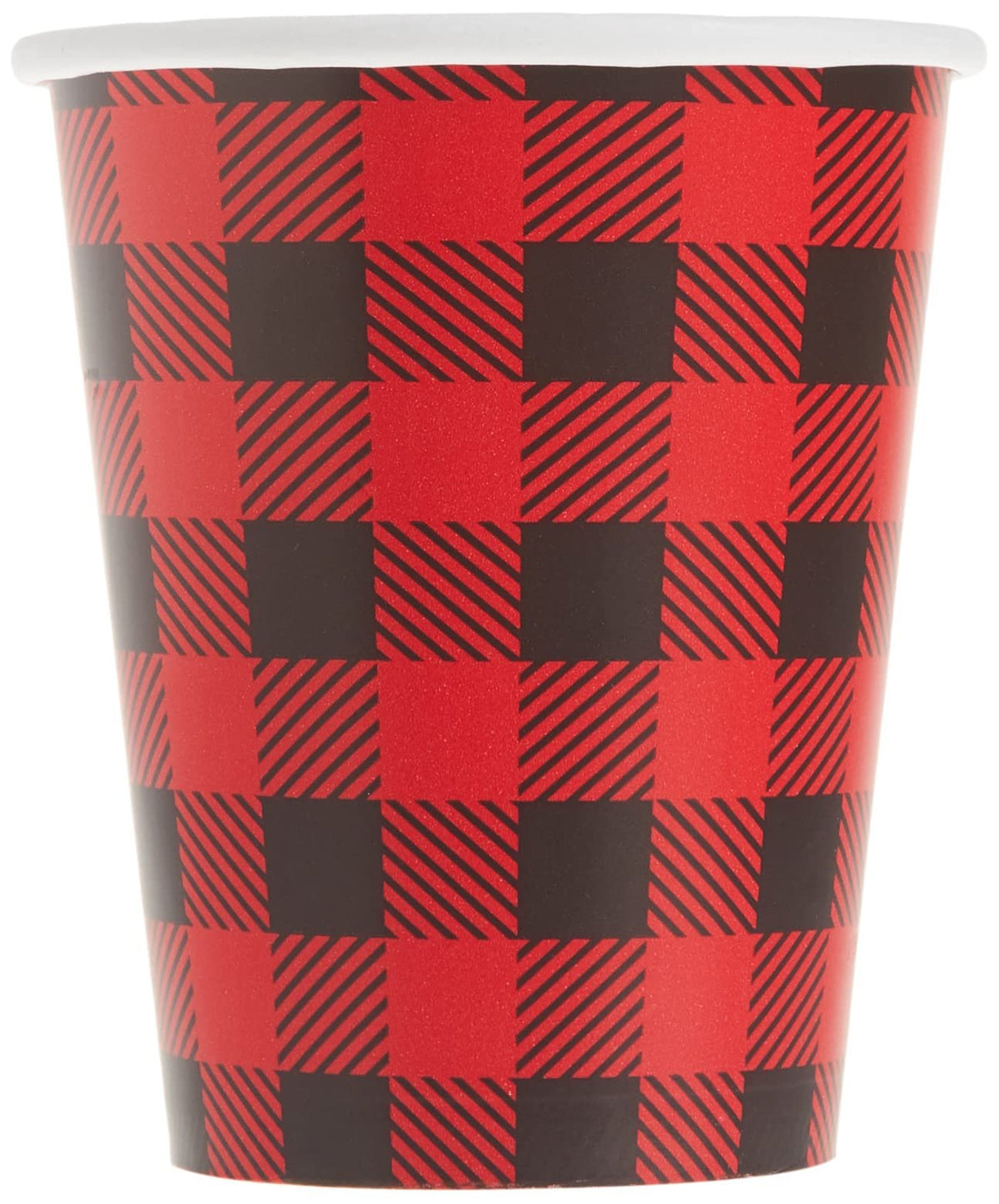 Bold Plaid Lumberjack Paper Cups - 9oz (Pack of 8) - Striking Red & Black Design, Eco-Friendly & Durable - Perfect for Parties and Events