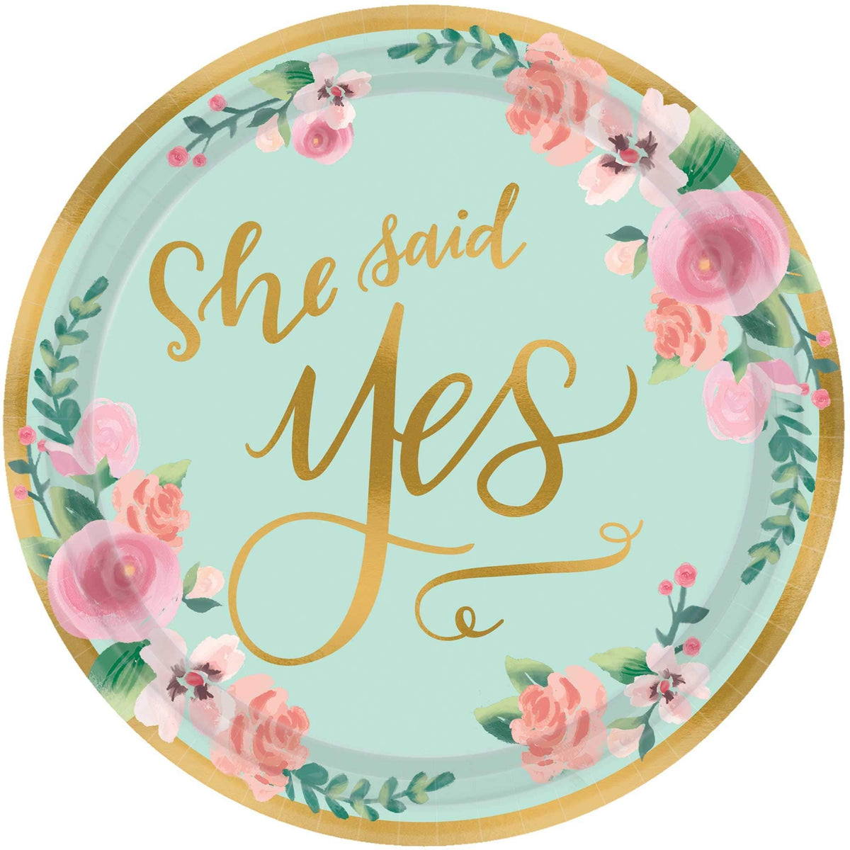 Amscan From Miss to Mrs. Metallic Round Paper Plates