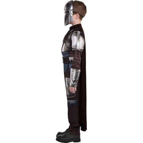 Boys Medium Amscan Mandalorian Muscle Halloween Costume for Children, Includes Mask, Jumpsuit, Belt, Cape
