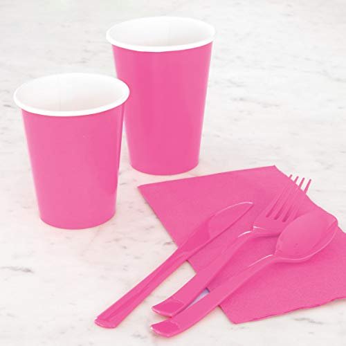 Premium Hot Pink Paper Cups - 9 oz (Pack of 14) - Elegant & Eco-Friendly Party Drinkware - Perfect for Birthdays, Showers, & Special Celebrations