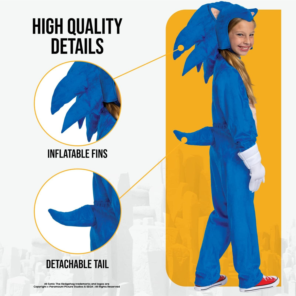 Disguise Sonic the Hedgehog Costume, Official Deluxe Sonic Movie Costume and Headpiece
