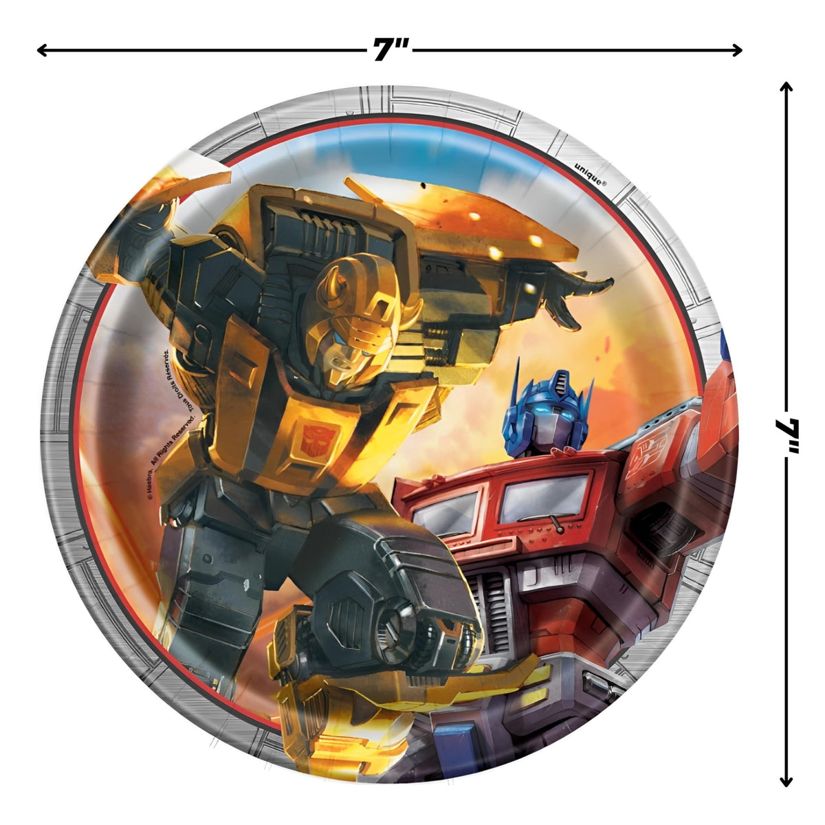 Round Dessert Paper Plates - 7", Transformers, 8 Pcs