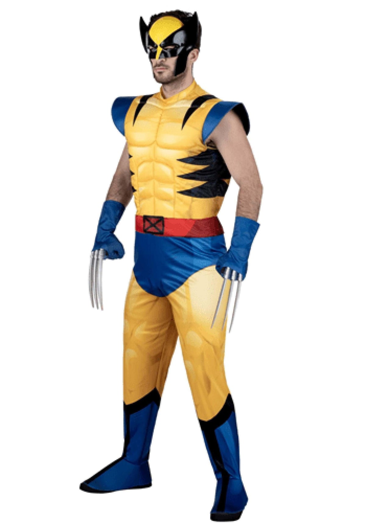 MARVEL Wolverine Adult Costume - Padded Jumpsuit, Detachable Claws, Plastic Mask, Halloween Outfit - Officially Licensed