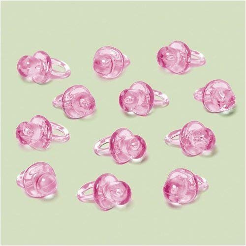 Pink Acrylic Crystal Pacifier Favors - 18 Pieces, 1'' - Adorable Party Decorations for Baby Showers and Gender Reveals