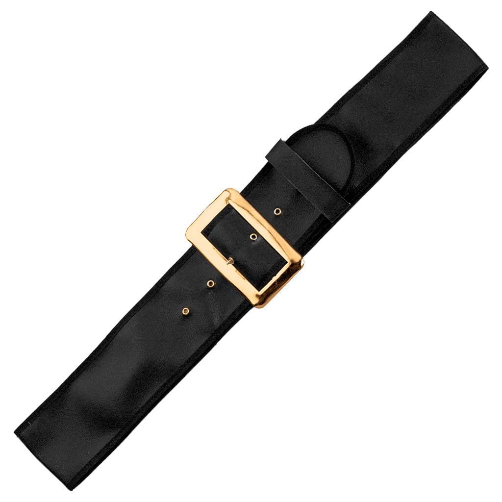 Halco Santa Belt Deluxe Bound Vinyl Black Belt Band 3.75&quot; Wide Prong 6 Eyelets Loop Claus Pirate Explorer