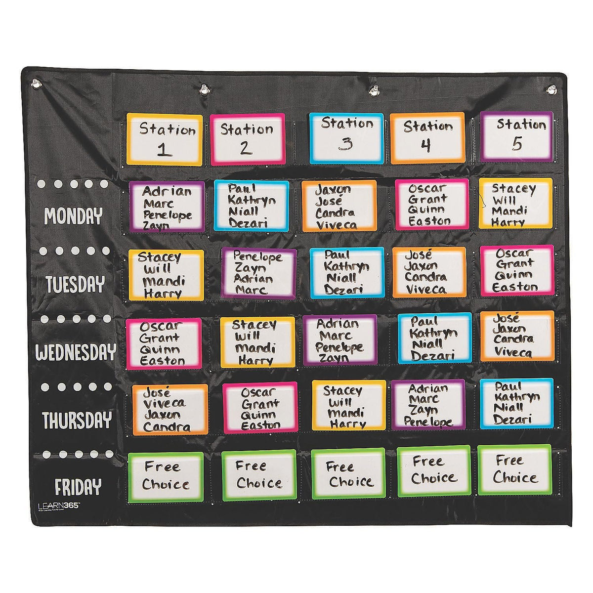 Fun Express Small Group Rotation Pocket Chart - 37 Pieces - Educational and Learning Activities for Kids Disco - Classroom Teacher Must Haves School Supplies