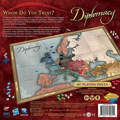 Renegade Game Studios Diplomacy - Renegade, Europe 20th Century Strategy Board Game of Alliances &amp; Betrayal, Ages 12+, 2-7 Players, 4 Hrs