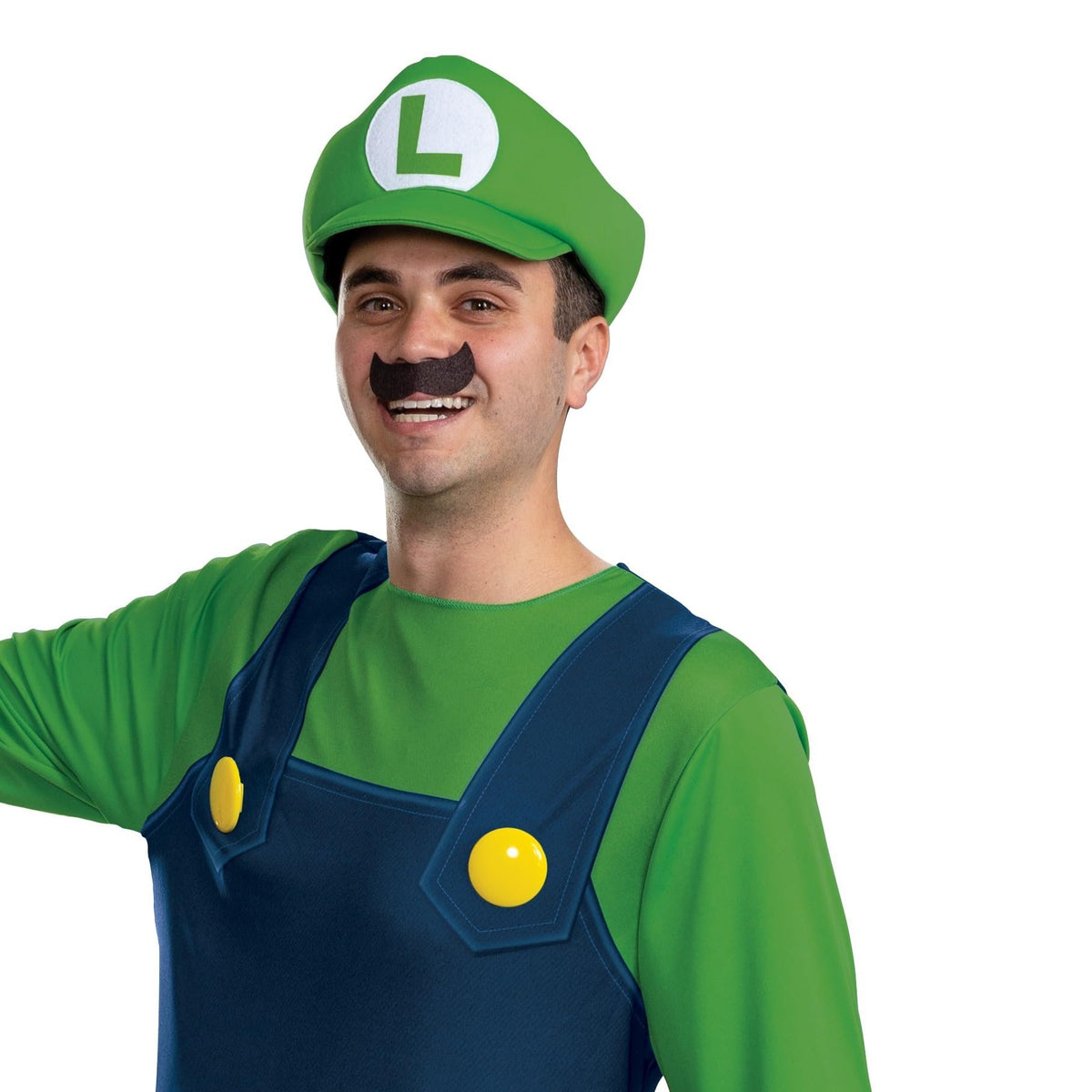 Disguise Luigi Adult Costume, Official Super Mario Bro Elevated Classic Adult Costume, Size Adult L/XL