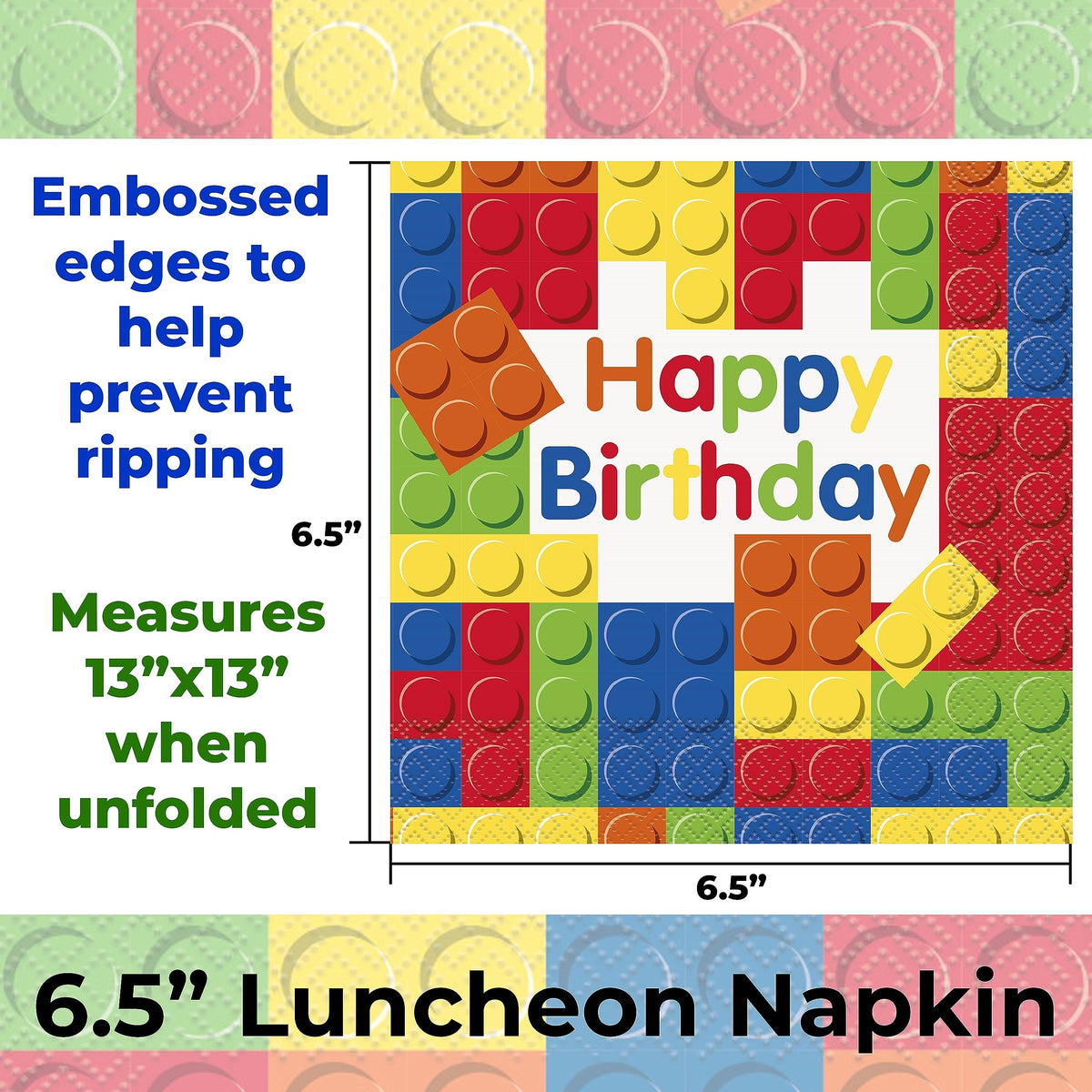 Costume Wizard Building Blocks Party Supplies for 16 Guests - Plates, Napkins, and Party Planner for Kids Birthday with Bright and Colorful Design