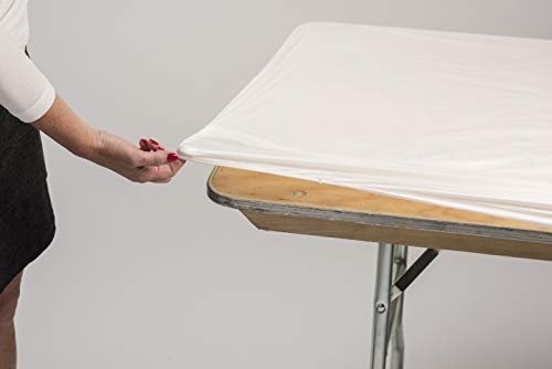 Kwik-Covers 6' Rectangular Plastic Table Covers 30" x 72" (6 Feet), Bundle of 10 - Indoor or Outdoor Fitted Table Covers for Banquet Tables (White)