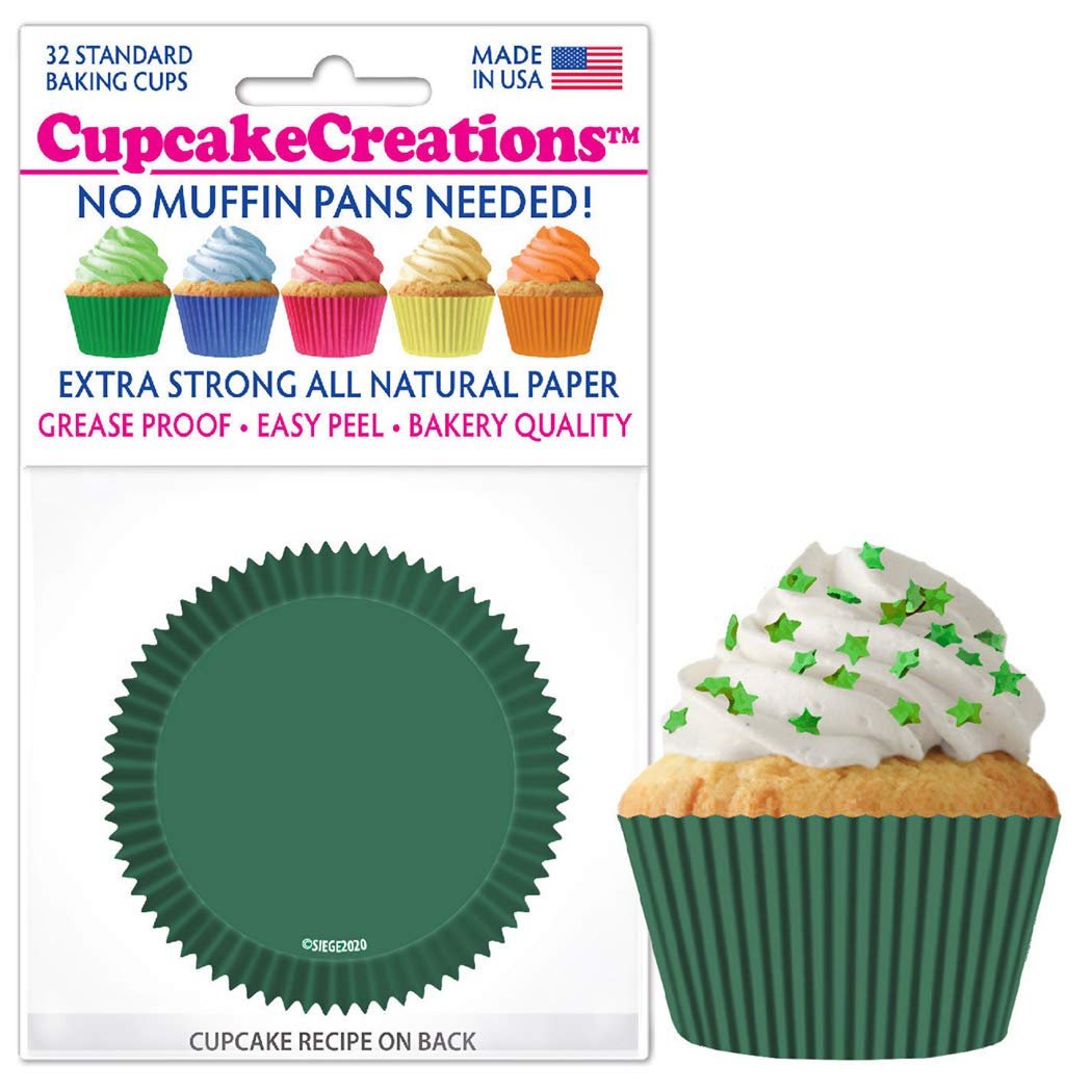 Cupcake Creations 32 Count Cupcake Baking Papers, Hunter Green