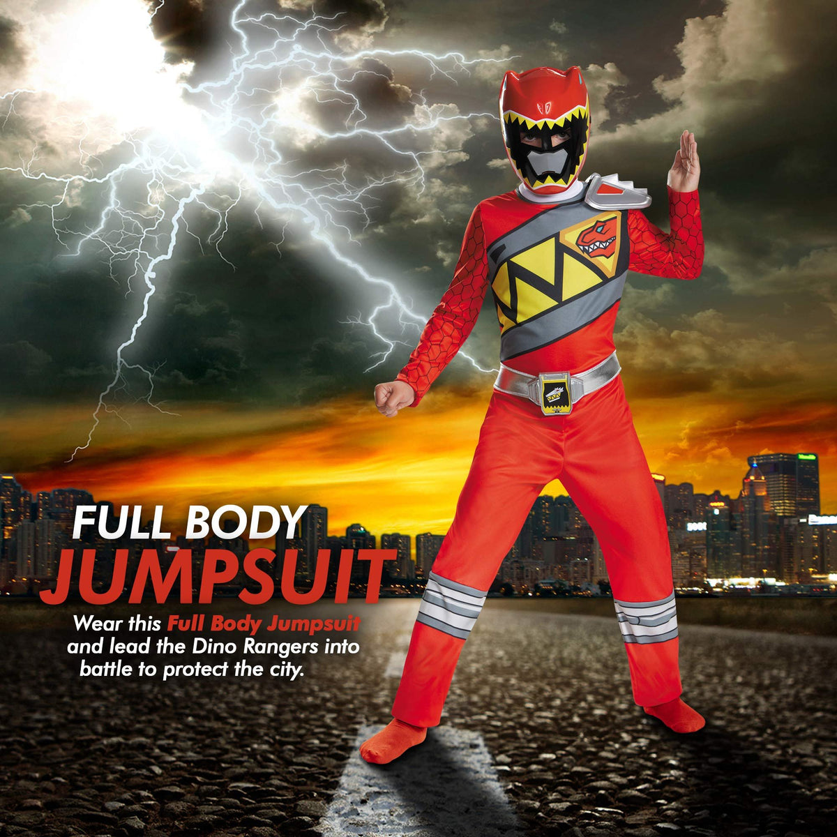 Small (4-6) Red Power Rangers Costume for Kids. Official Licensed Red Ranger Dino Charge Classic Power Ranger Suit with Mask for Boys &amp; Girls, Large (10-12)