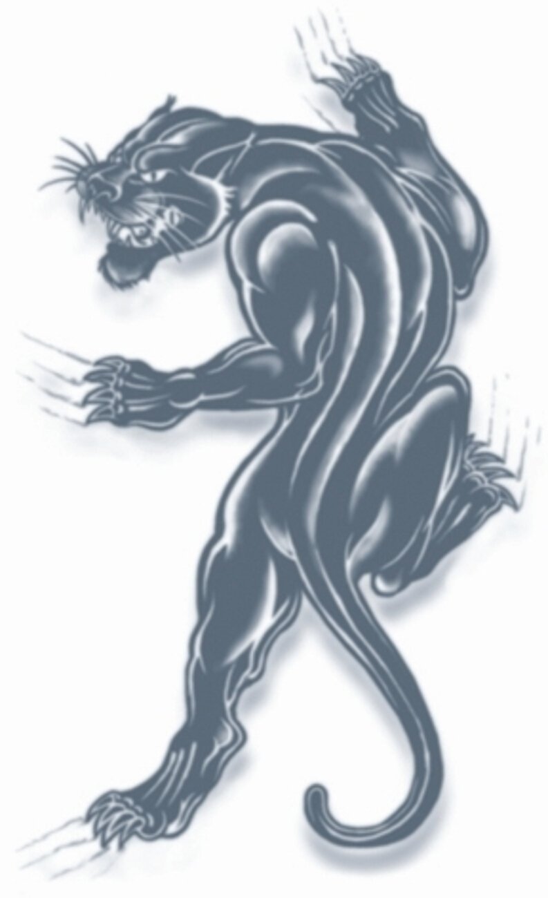 Tinsley Transfers Panther Prison Temporary FX Tattoo, Black/White