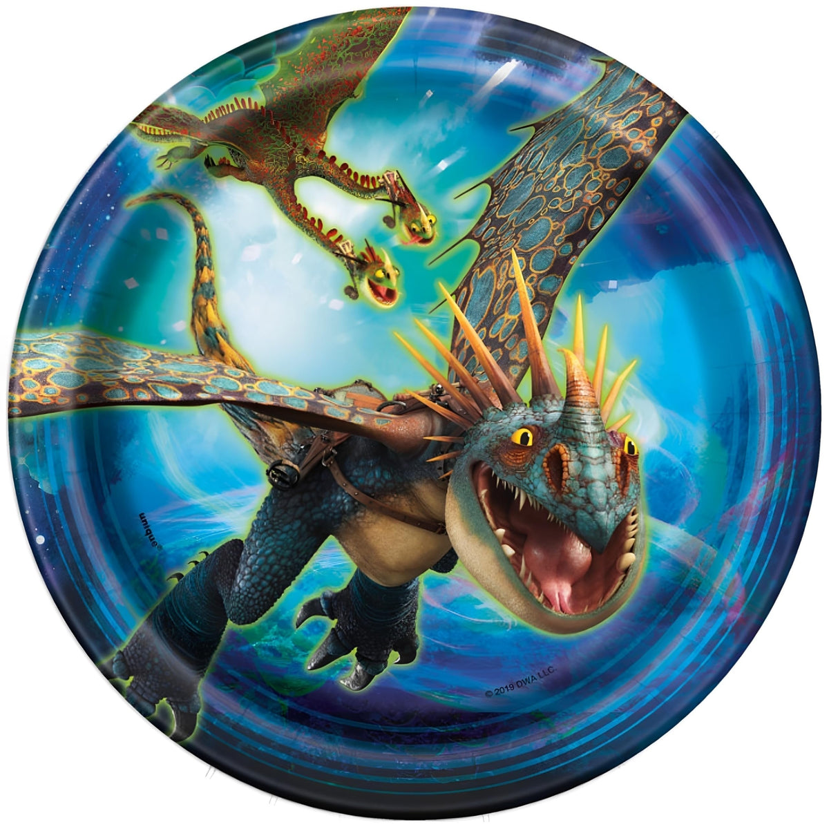 Unique Round Dessert Paper Plates - 7", How to Train Your Dragon, 8 Pcs