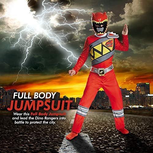 Medium (7-8) Red Power Rangers Costume for Kids. Official Licensed Red Ranger Dino Charge Classic Power Ranger Suit with Mask for Boys &amp; Girls, Large (10-12)
