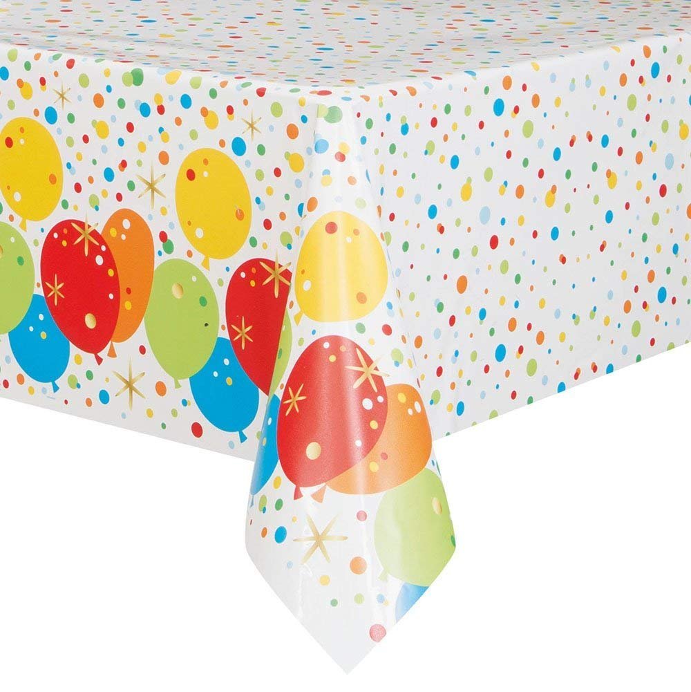 Glitzy Gold Birthday Rectangular Plastic Table Cover - 54" x 84" - Dazzling Celebration Essential - Perfect Party Accessory