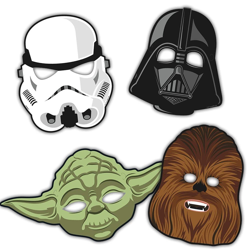 Multicolor Star Wars Classic Party Masks (8 Count) - Iconic & Eco-Friendly Material, Perfect for Epic Themed Parties & Galactic Celebrations