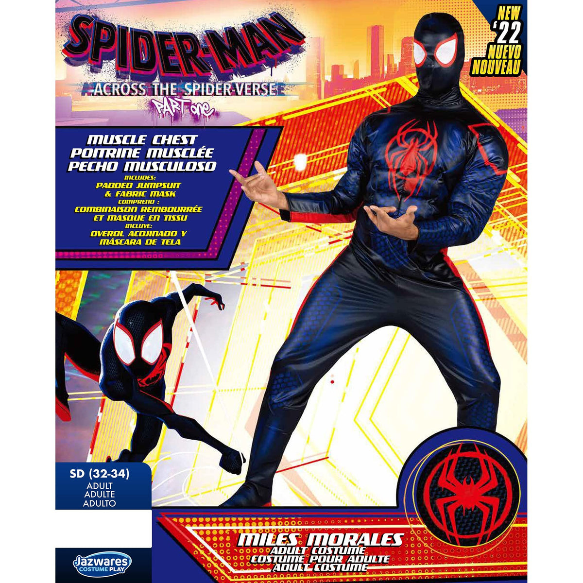 MARVEL Deluxe Adult Miles Morales Costume, Mens Spiderman Halloween Costume - Officially Licensed