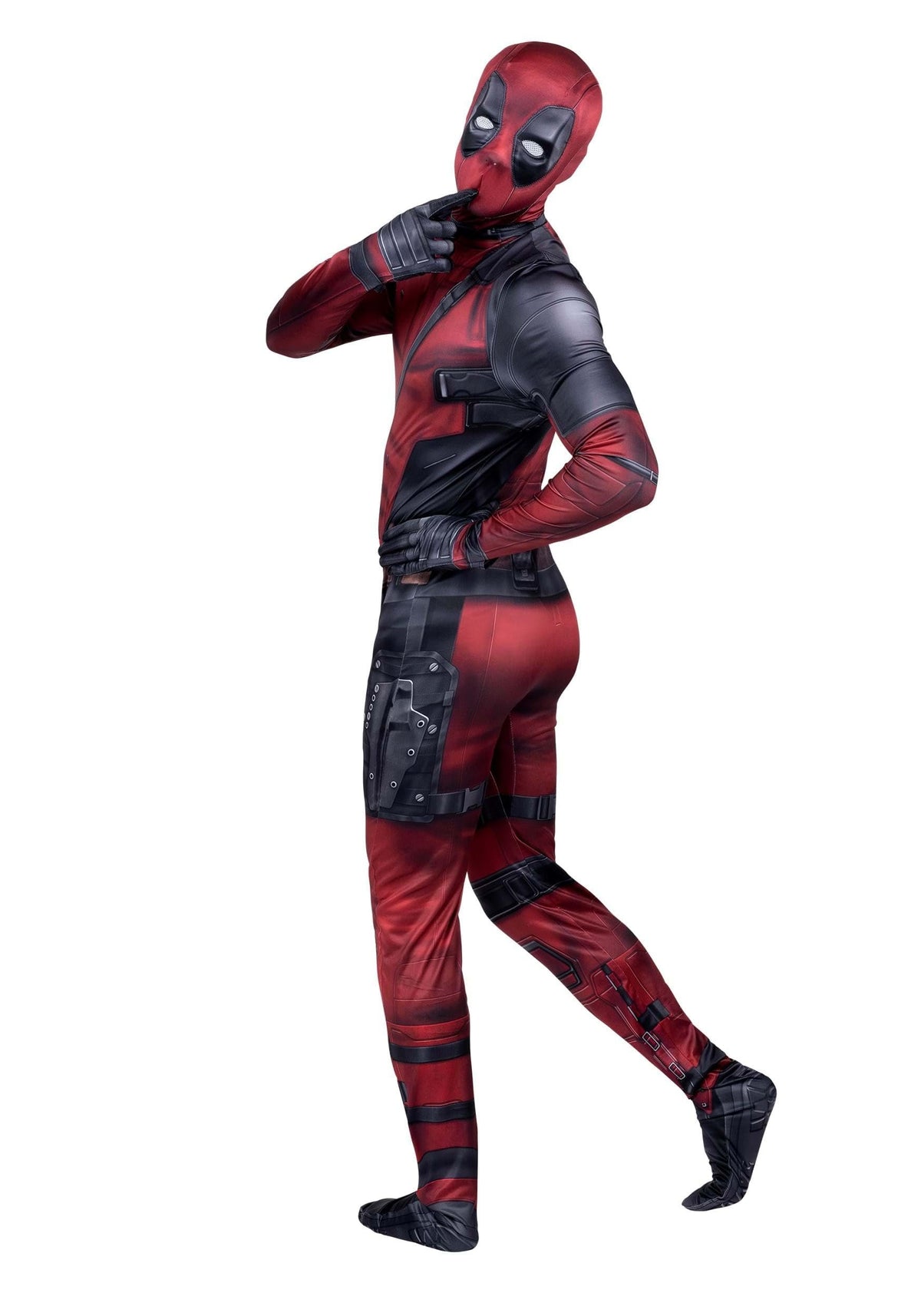 Deadpool Adult Zentai Suit Halloween Costume, Official Full Body Printed Spandex Hero Suit with Hooded Mask