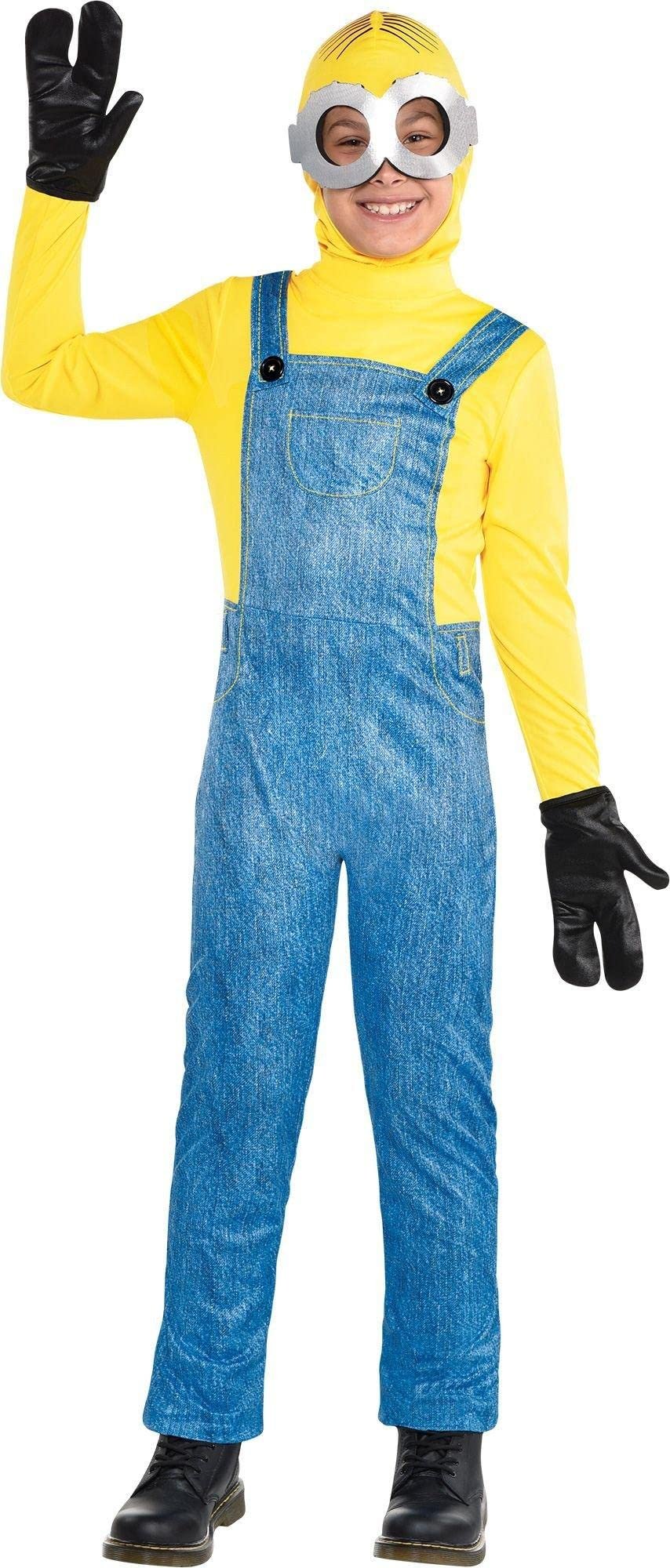 Party City Minion Halloween Costume for Boys, Minions: The Rise of Gru, Jumpsuit, Hood, Goggles, Gloves