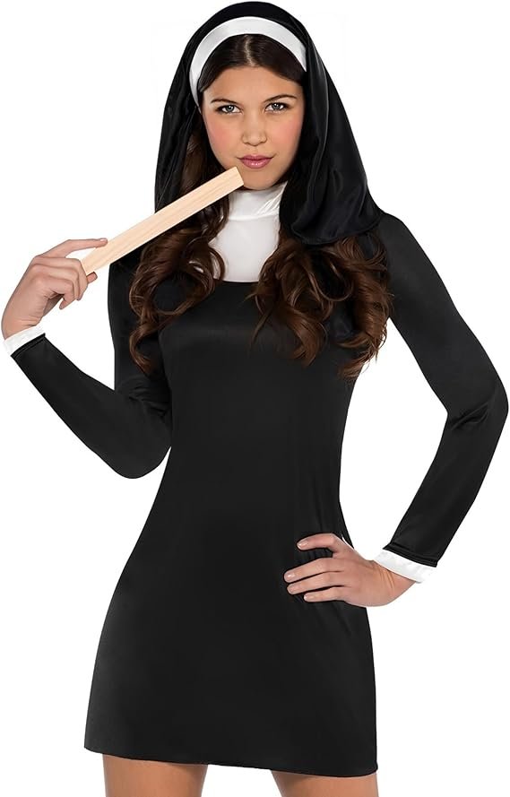 Amscan Women&#39;s Blessed Nun Costume - Black &amp; White Divine Style Outfit - Perfect For Halloween, Costume Parties &amp; More