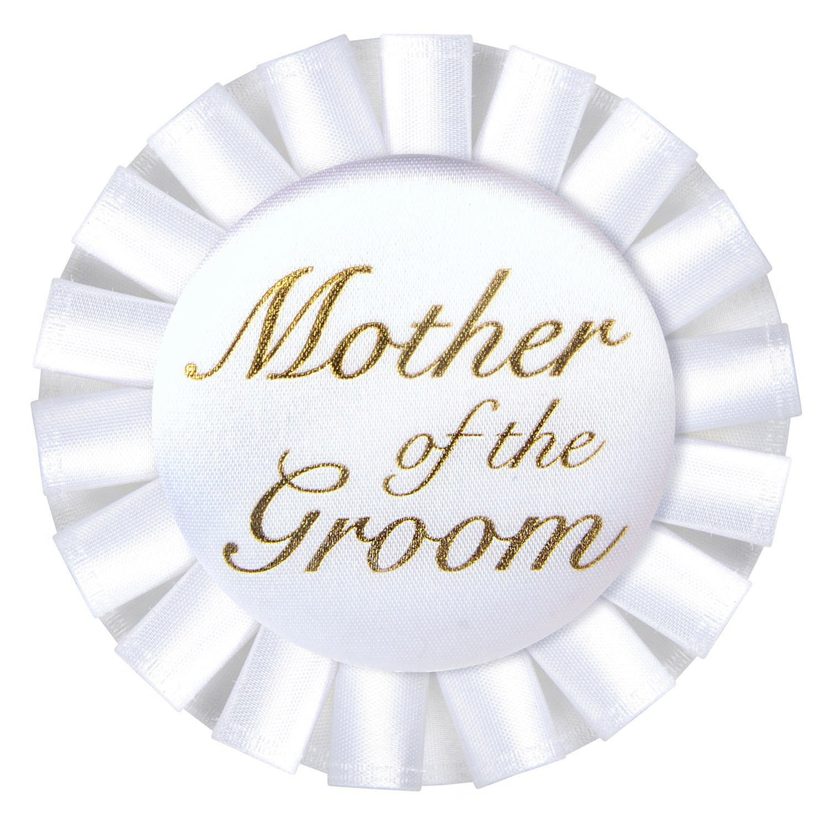 Beistle Mother Of The Groom Satin Button, 3½", White/Gold