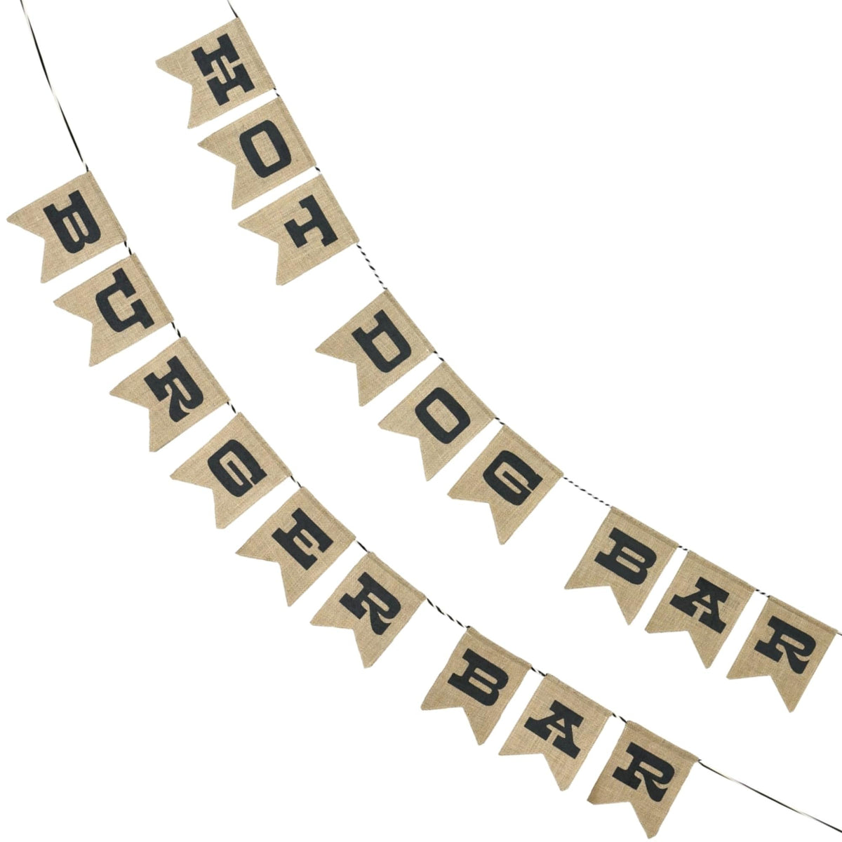 Natural Reversible Burlap Banner - 108" x 6.5" (1 Pack) - Eco-friendly Burger & Hot Dog Bar Sign - Perfect for Parties, BBQs, Picnics
