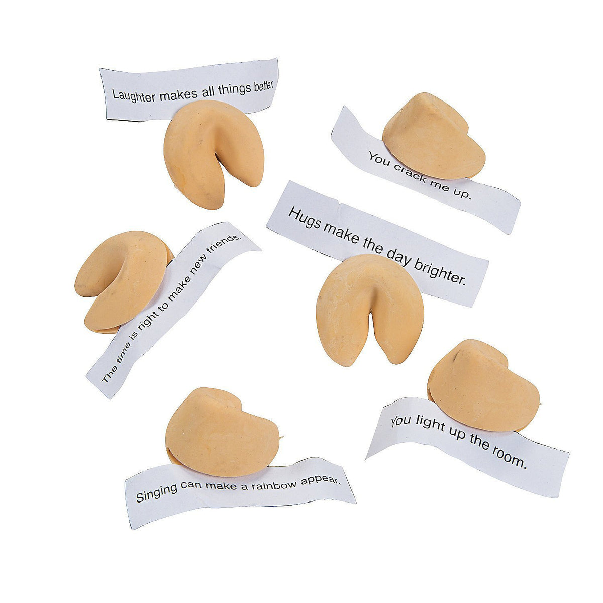 Fun Express Set of 24 Fortune Cookie Erasers for kids - Each comes with a fun and positive message - Chinese New Year favors