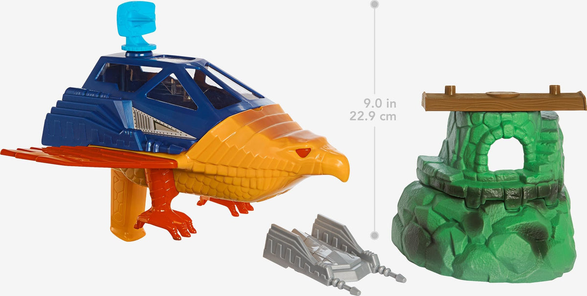 Masters of the Universe Origins Playset with Toy Plane & Accessories, Point Dread Mystical Outpost & Talon Fighter Jet, 5.5-inch Scale
