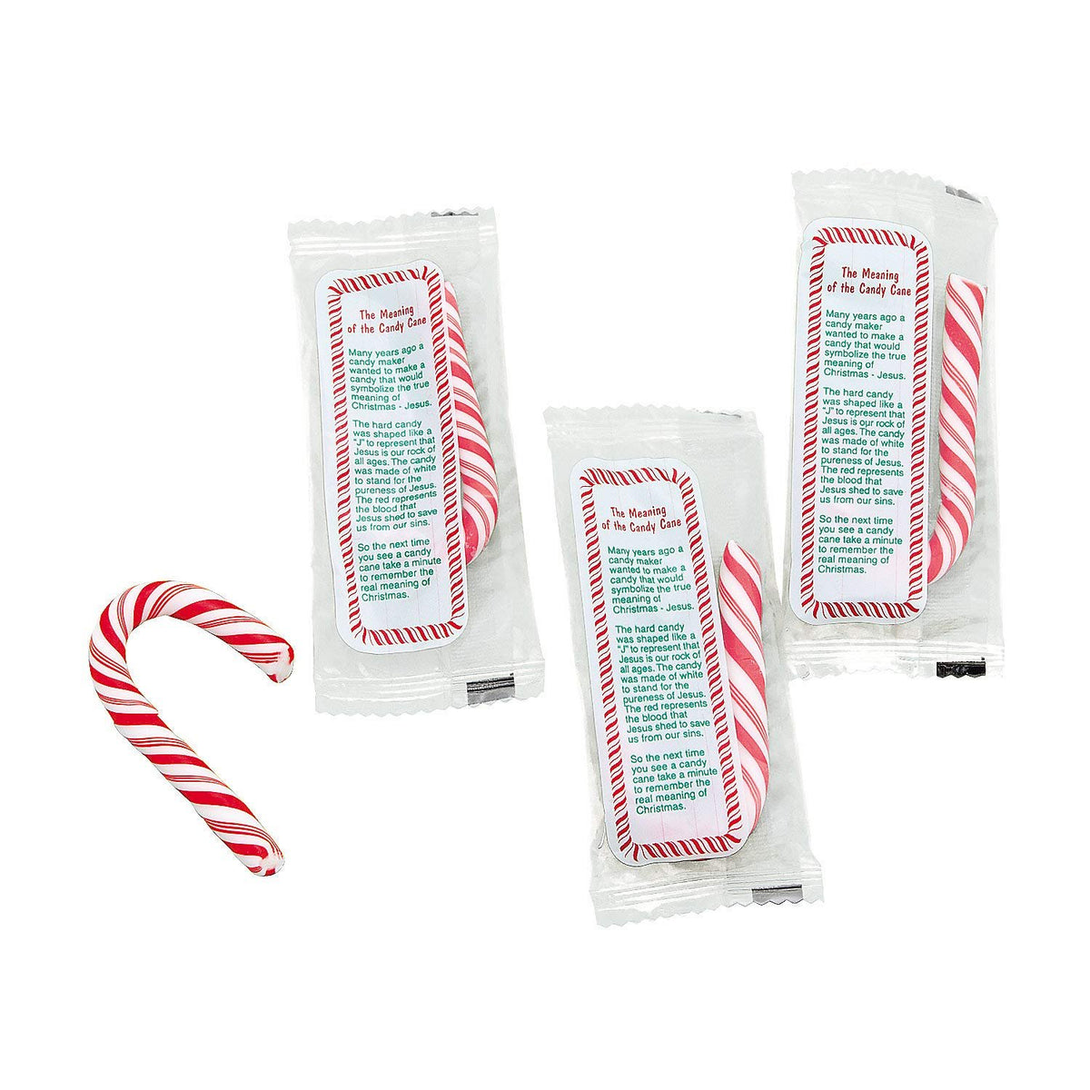 The Meaning of the Candy Cane Religious Candy - 40 Per Pack - Each Candy Individually Wrapped with Message.