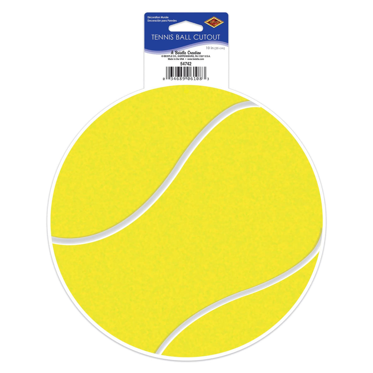 Beistle Tennis Ball Cutout, 10", Yellow/White