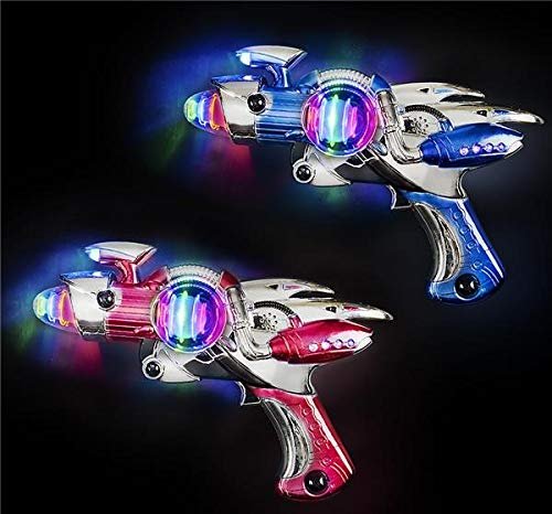 Rhode Island Novelty Super Spinning Laser Space Blaster with LED Light & Sound (Colors May Vary)