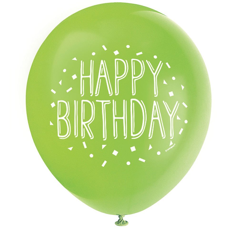 Unique Fun Happy Birthday Party Latex Balloons - 12" | Assorted Colors | 8 Pcs