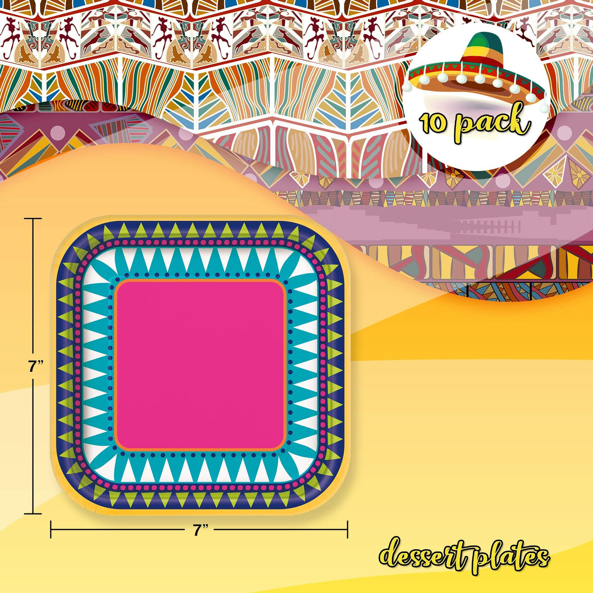 Unique Mexican Fiesta Party Decorations Bundle - Fiesta Plates and Napkins for Birthday Party Decor - Fiesta Party Supplies, Mexican Paper Plates, Fiesta Dinnerware