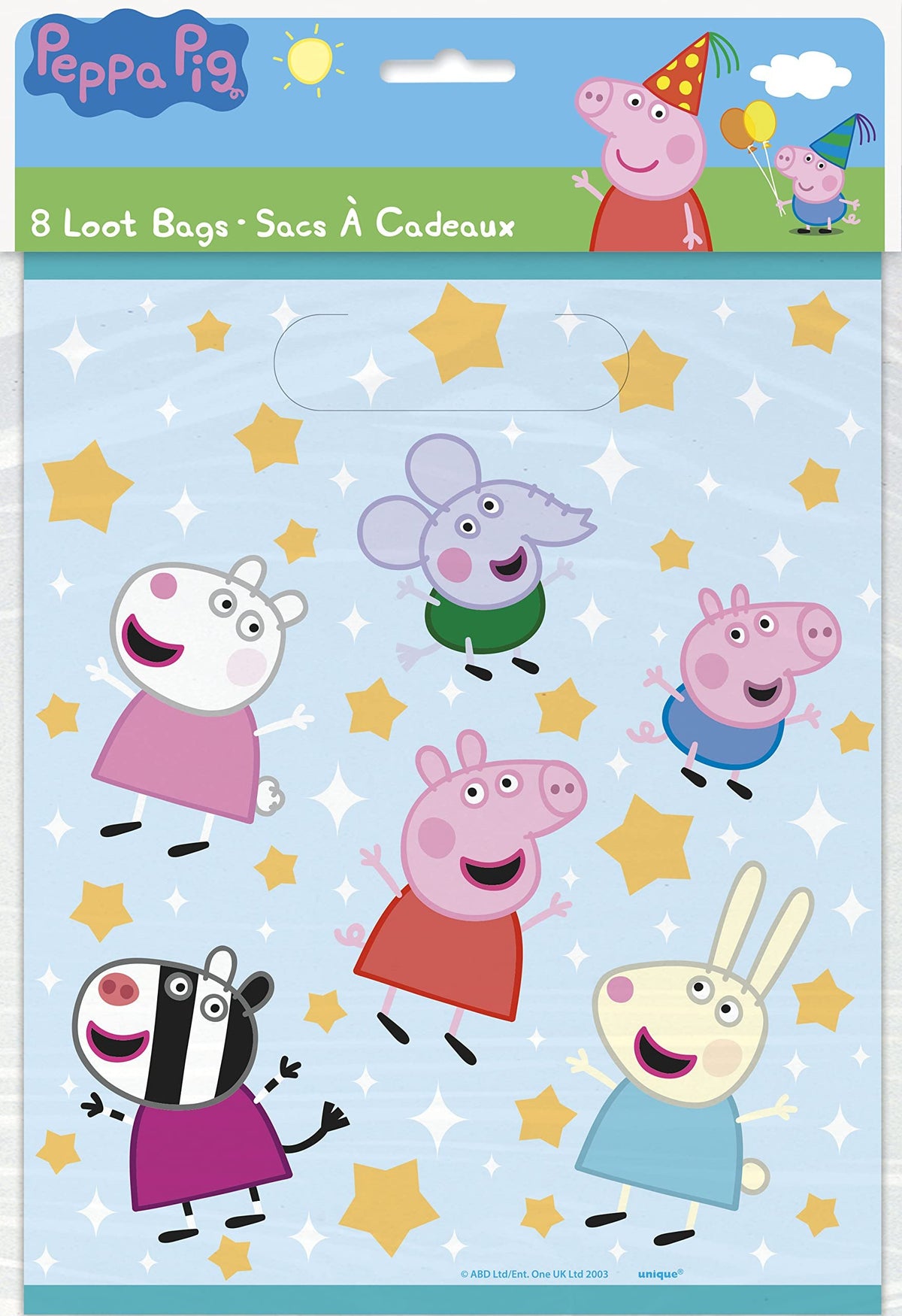 Unique Peppa Pig Plastic Loot Bags - 8 Count