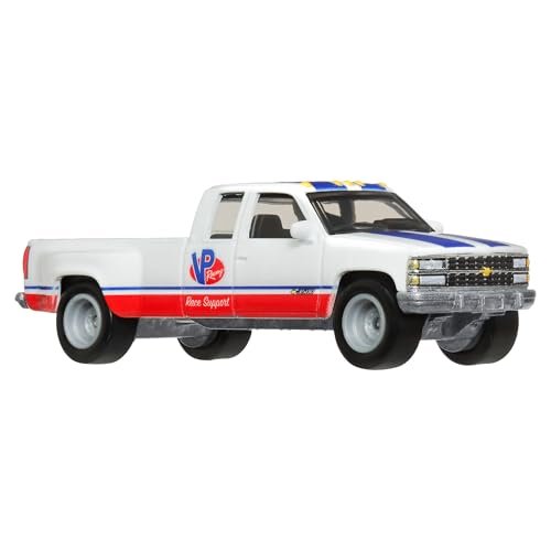Hot Wheels Team Transport '63 Chevy Nova & '88 Chevy Silverado Die-Cast Vehicle Set, Race Car with Trailer, VP Racing, 1:64 Scale Model