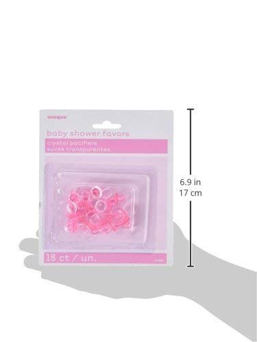 Pink Acrylic Crystal Pacifier Favors - 18 Pieces, 1'' - Adorable Party Decorations for Baby Showers and Gender Reveals