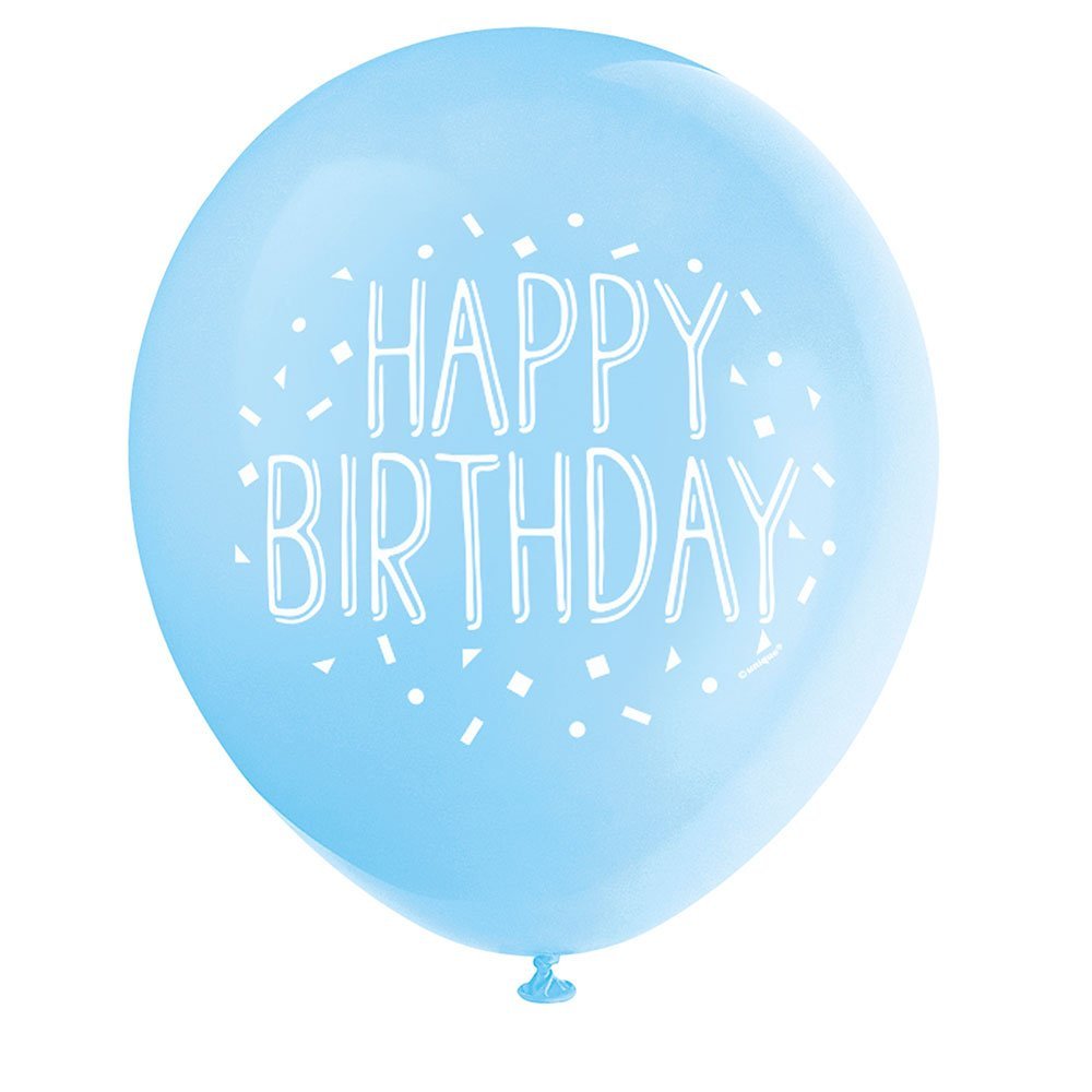 Unique Fun Happy Birthday Party Latex Balloons - 12" | Assorted Colors | 8 Pcs