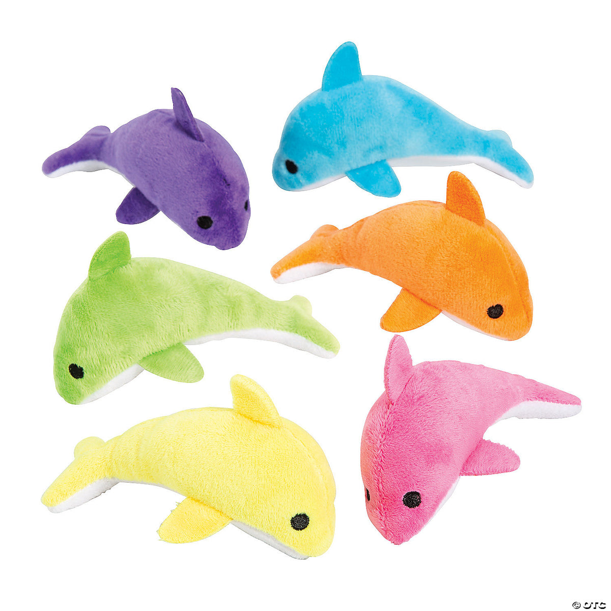 Neon Stuffed Dolphins (Assorted Colors, 1 Piece)